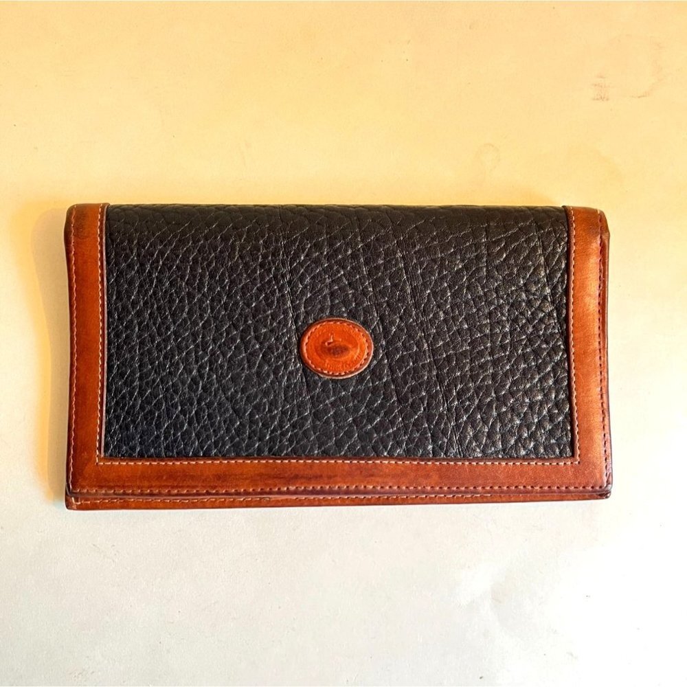 Dooney & Bourke Navy Blue Pebbled Leather Checkbook Wallet